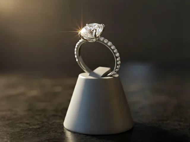 diamond solitaire with a diamond set band
